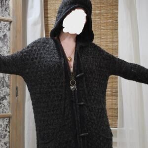 Knit blackdark grey button up